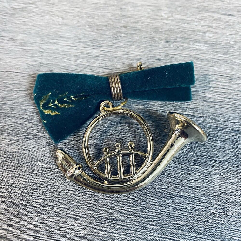 Vintage Plastic French Horn Brooch Pin